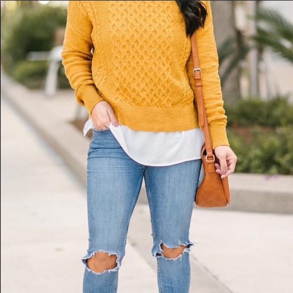 Mossimo Mustard Cable Knit Cropped Sweater - Picture 12 of 12